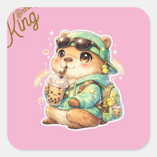 Kawaii Anime Capybara Bubble Tea Vinyl Aufkleber