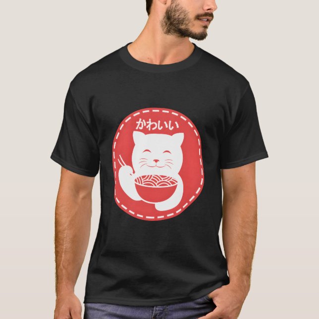 Kawaii Anime Cat Japanisch Ramen Kitten Noodles Gi T-Shirt (Vorderseite)