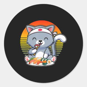Kawaii Anime Cat Otaku Japanisch Sushi Gift Girls  Runder Aufkleber