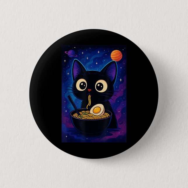 Kawaii Anime Cat Ramen Graphic Funny Men Button (Vorderseite)