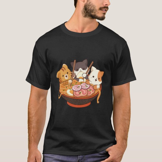 Kawaii Anime Cats Otaku Japanisch Ra Noodles T-Shirt (Vorderseite)