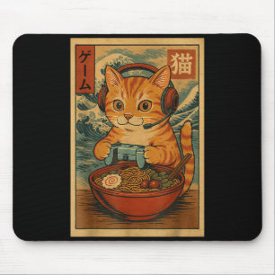 Kawaii-Anime-Gamer-Cat-Ramen-Retro-Japanisches-Gam Mousepad