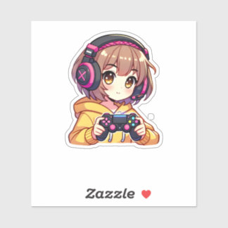 Kawaii Anime Gamer Girl Aufkleber