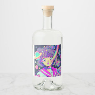Kawaii Anime Girl Liquor Flasche Alkoholflaschenetikett