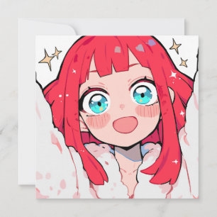 Kawaii Anime Girl mit funkelnden Augen Einladung