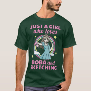 Kawaii Anime Girl Sketching Boba Bubble Tee Lover