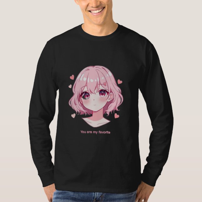 Kawaii Anime Girl Valentine Sweatshirt T-Shirt (Vorderseite)