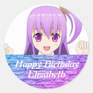 Kawaii anime Happy Geburtstag niedlicher japanisch Runder Aufkleber