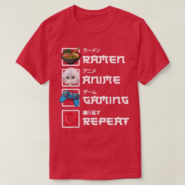 Kawaii Anime Japanese Ramen Funny Gamer Gaming Boy T-Shirt (Design vorne)