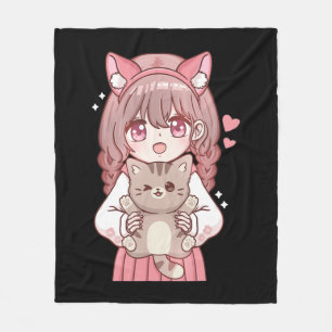 Kawaii Anime Kawaii Cat Lover Otaku Fleecedecke