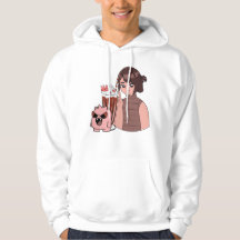 Kawaii Anime Mädchen mit Schokoladen-Milchshake un