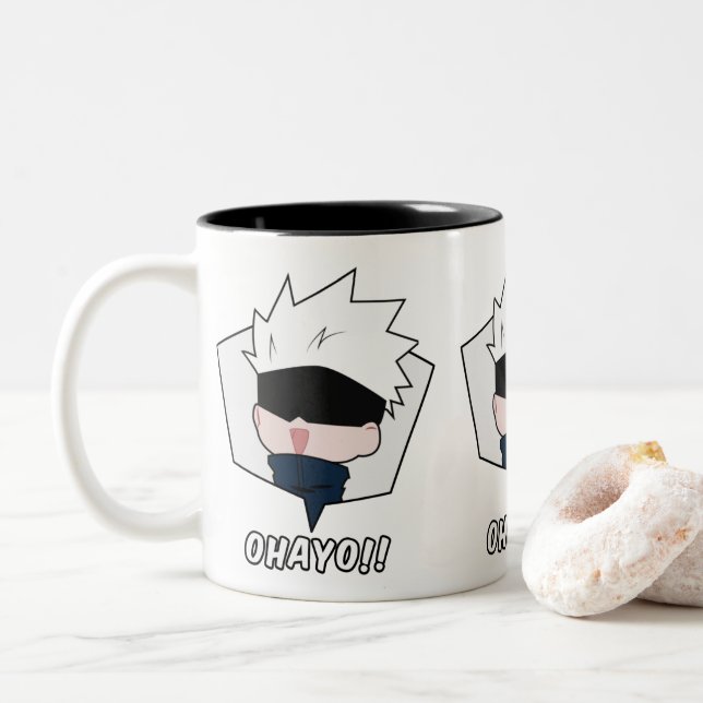 Kawaii Anime Meme  Zweifarbige Tasse (Mit Donut)