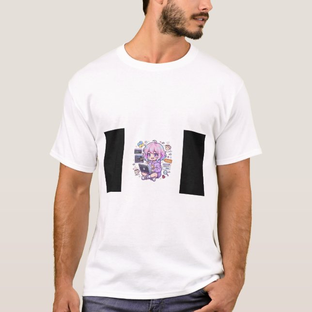 Kawaii Anime Programmierer Mädchen T-Shirt | Cute  (Vorderseite)