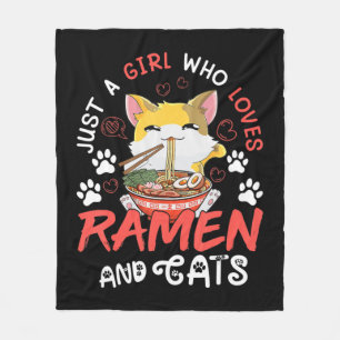 Kawaii Anime Ramen Cat Japanese Food Girls Officia Fleecedecke
