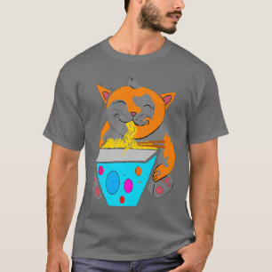 Kawaii Anime Ramen Kitty Cat Japanisch Nudeln T-Shirt