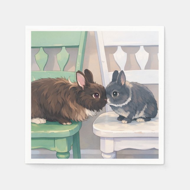 Kawaii Anime Two Bunnies Napkins (50) Serviette (Vorderseite)