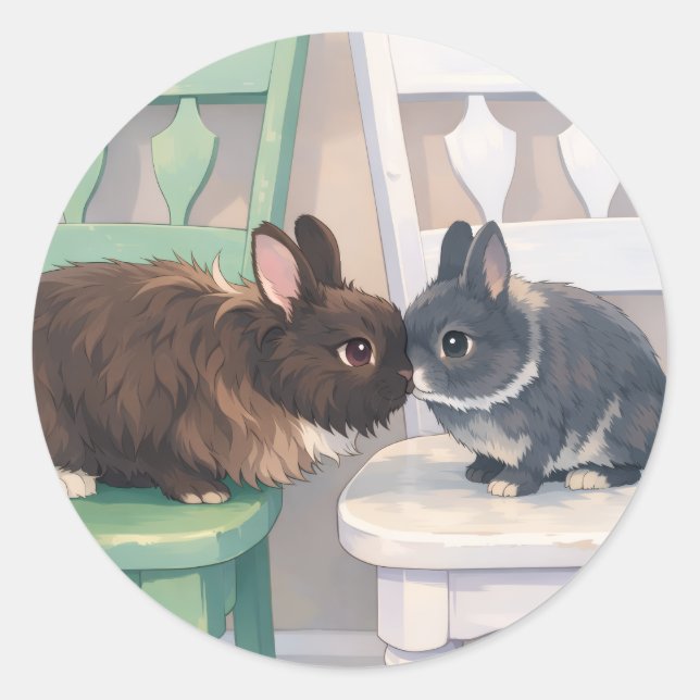 Kawaii Anime Two Bunnies Stickers (Vorderseite)