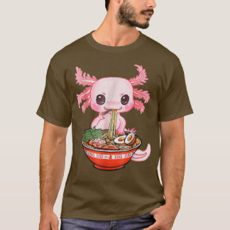 Kawaii Aolotl Eating Ramen Noodles Anime Gift Girl T-Shirt