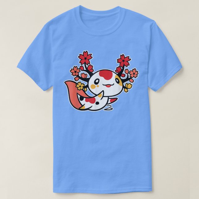 Kawaii Aolotl Japanese Cherry Blossom Sakura Flowe T-Shirt (Design vorne)