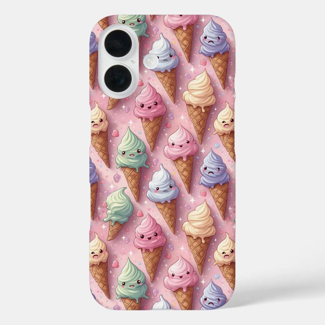 Kawaii Art Ice iPhone 16 Hülle (Rückseite)