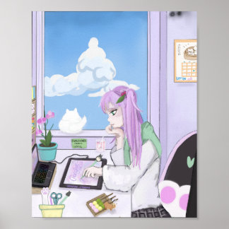 Kawaii Art Poster Print - von Nephele