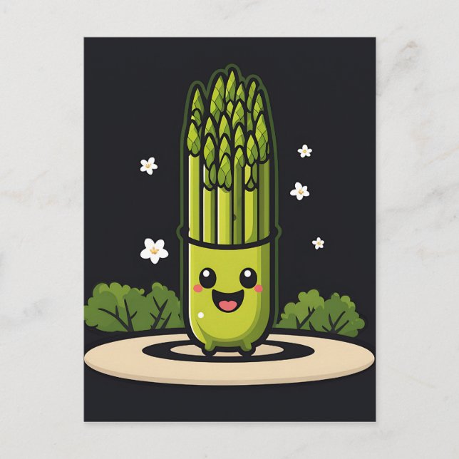 Kawaii Asparagus Postkarte (Vorderseite)