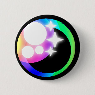 Kawaii Auge mit Regenbogenfarben, gerade Auge auf Button
