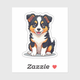 Kawaii Aussie Shepherd Puppy - Sleepy Pose Aufkleber