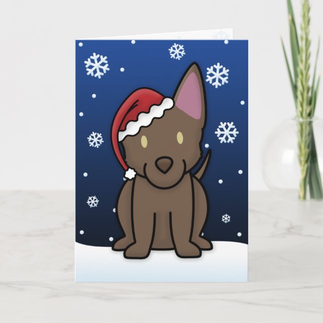 Kawaii Australian Kelpie Christmas Card Feiertagskarte (Vorderseite)