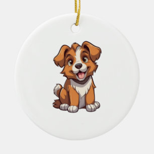 Kawaii Australian Shepherd Puppy Keramik Ornament