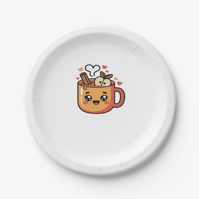 kawaii autumn tea Classic T-Shirt Pappteller (Vorderseite)