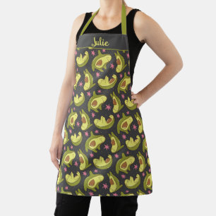 Kawaii Avocado Dark Gray Design Pink Stars Niedlic Schürze