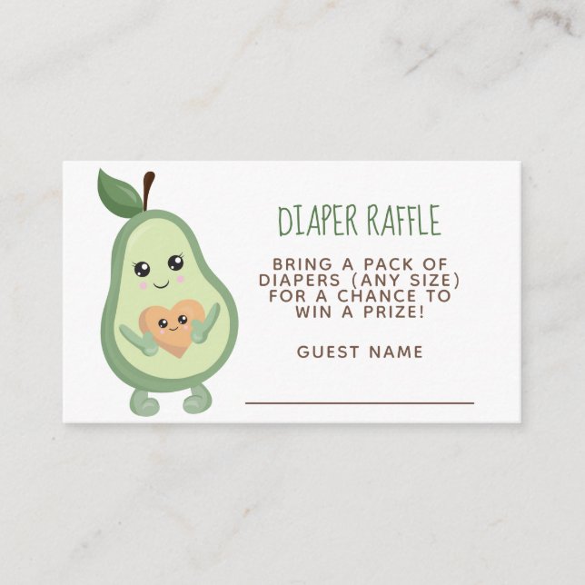 Kawaii Avocado Diaper Raffle Begleitkarte (Vorderseite)