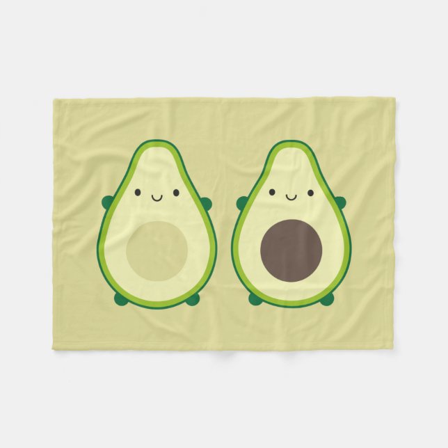 Kawaii Avocado Fleecedecke (Vorderseite (Horizontal))