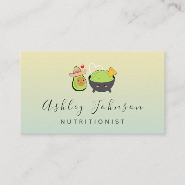 Kawaii Avocado & Guacamole Nutritionist Niedlich F Visitenkarte (Vorderseite)