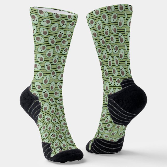Kawaii Avocado Pattern Socken (Gewinkelt)