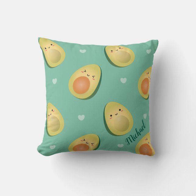 Kawaii Avocados Vermeiden wir Pattern Kissen (Vorderseite)