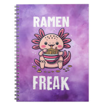 Kawaii Axalotl aß Ramen (weißer Text)