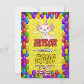 Kawaii Axolotl Adult Birthday Invitation Einladung