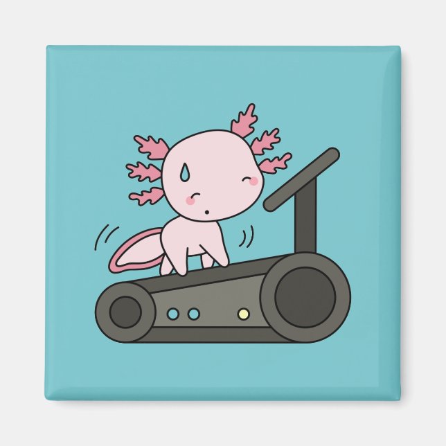 Kawaii Axolotl auf Treadmill Magnet (Vorne)