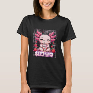 Kawaii Axolotl Drinken StrawberryMilch Niedliche P T-Shirt