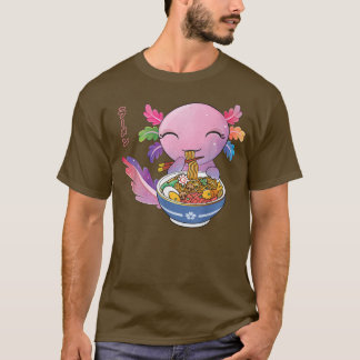 Kawaii Axolotl Eating Ramen Japanese Noodles T-Shirt