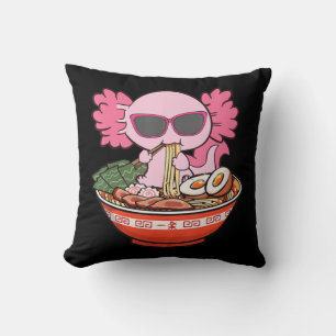 Kawaii Axolotl Eating Ramen Noodles Anime Girls Te Kissen