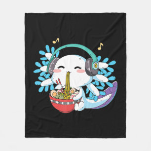 Kawaii Axolotl Eating Ramen Noodles Anime Kids Boy Fleecedecke