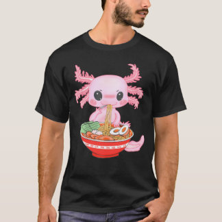 Kawaii Axolotl Eating Ramen Noodles Anime n Girls T-Shirt