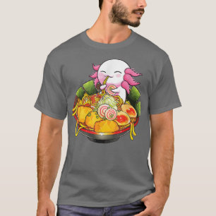 Kawaii Axolotl Eating Ramen Noodles Anime Teenager T-Shirt