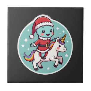 Kawaii Axolotl Einhorn Weihnachten Santa Frohe Wei Fliese