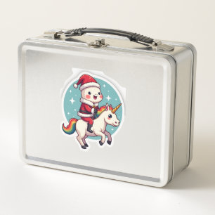 Kawaii Axolotl Einhorn Weihnachten Santa Frohe Wei Metall Brotdose