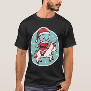 Kawaii Axolotl Einhorn Weihnachten Santa Frohe Wei T-Shirt