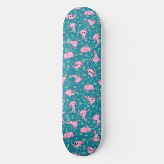 Kawaii Axolotl im Ozeanskateboard Skateboard (Vorderseite)